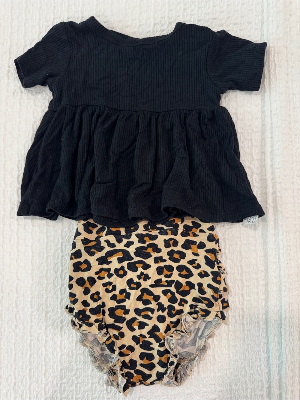 Posh Peanut Black Top with Leopard Bloomers